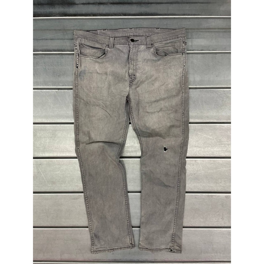 Levis 513 Jeans Men 37x29 Light Grey Wash Denim Straight Leg‎ Distressed Grunge